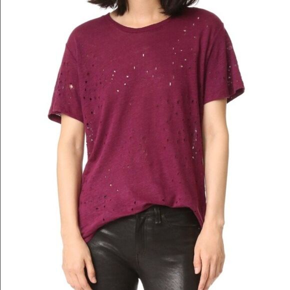 IRO Holey Tee in Wine Small - Picture 1 of 10